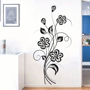 Wall flower sticker (black) decal